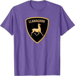 Llamaghini Apparel Co Llamaghini Funny Hillarious Llama Emblem Parody Fun Design T-Shirt - Purple Heather