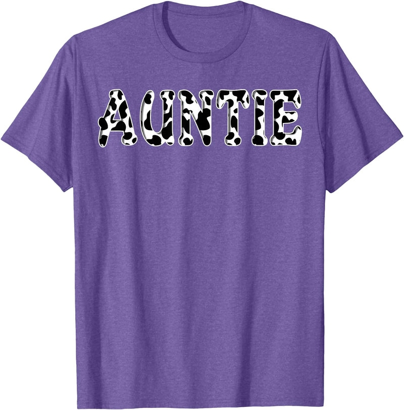 Cow Pattern Print Family Matching Birthday Apparel Cow Auntie Birthday Family Matching Girl Boy Farm Birthday T-Shirt -