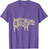 Piglet Farm Teez Pig Anatomy T-Shirt Pork Meat Cuts Tee T-Shirt - Purple Heather
