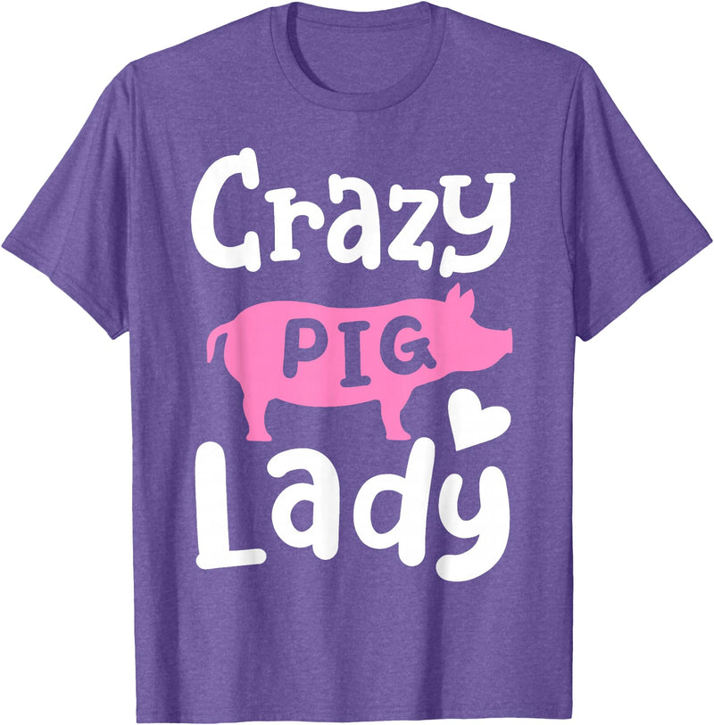 Pig Farm Store Co. Pig Crazy Pig Lady T-Shirt - Purple Heather