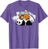 Panda Raccoon Rabbit Hamster Pyramid Cute Sleeping Animals T-Shirt in Purple Heather