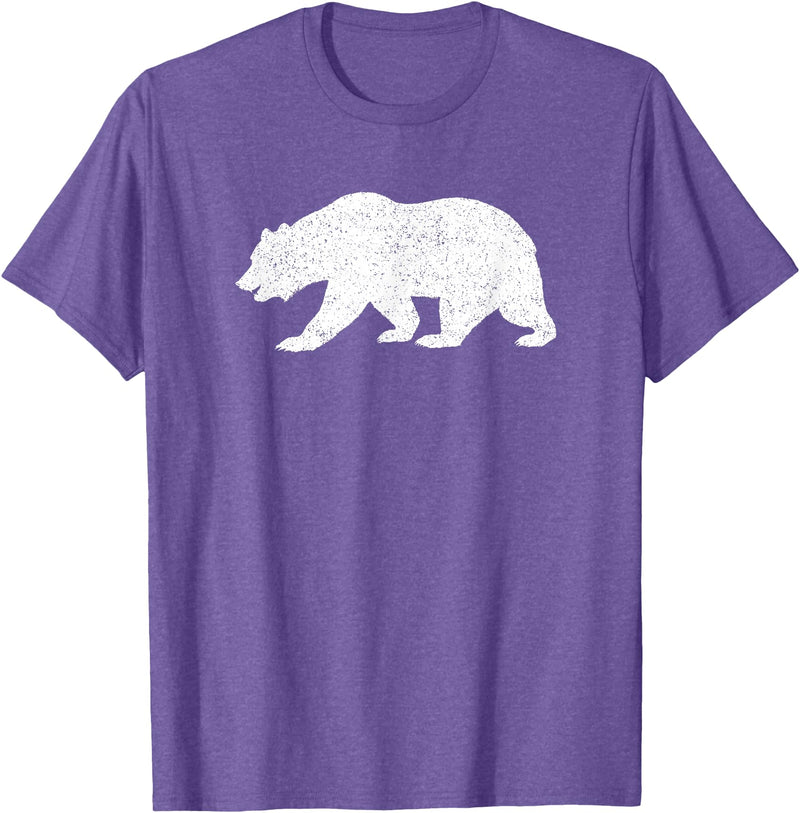 CALIFORNIA REPUBLIC GRIZZLY BEAR APPAREL California Grizzly Bear State Flag CALI Republic Silhouette T-Shirt - Purple Heather