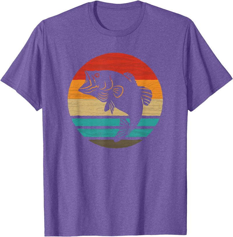 Fishing Accessories & Clothing Gifts Women Men Fish Retro Style Vintage T-Shirt - Purple Heather