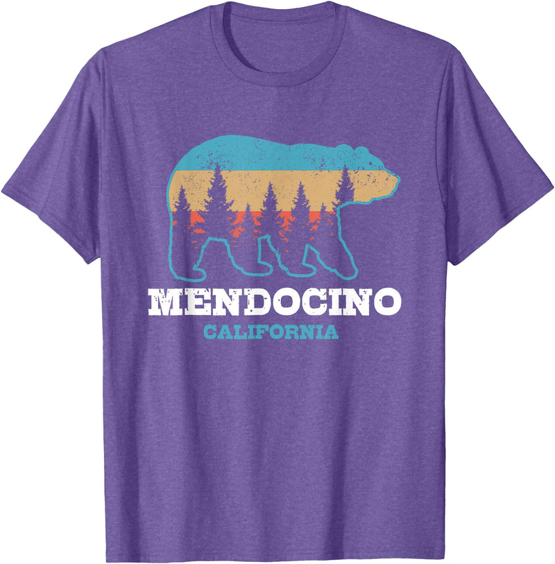 Vintage Mendocino California Souvenirs & Gifts Mendocino Vintage California Grizzly Bear Nature Souvenir T-Shirt - Purple Heather