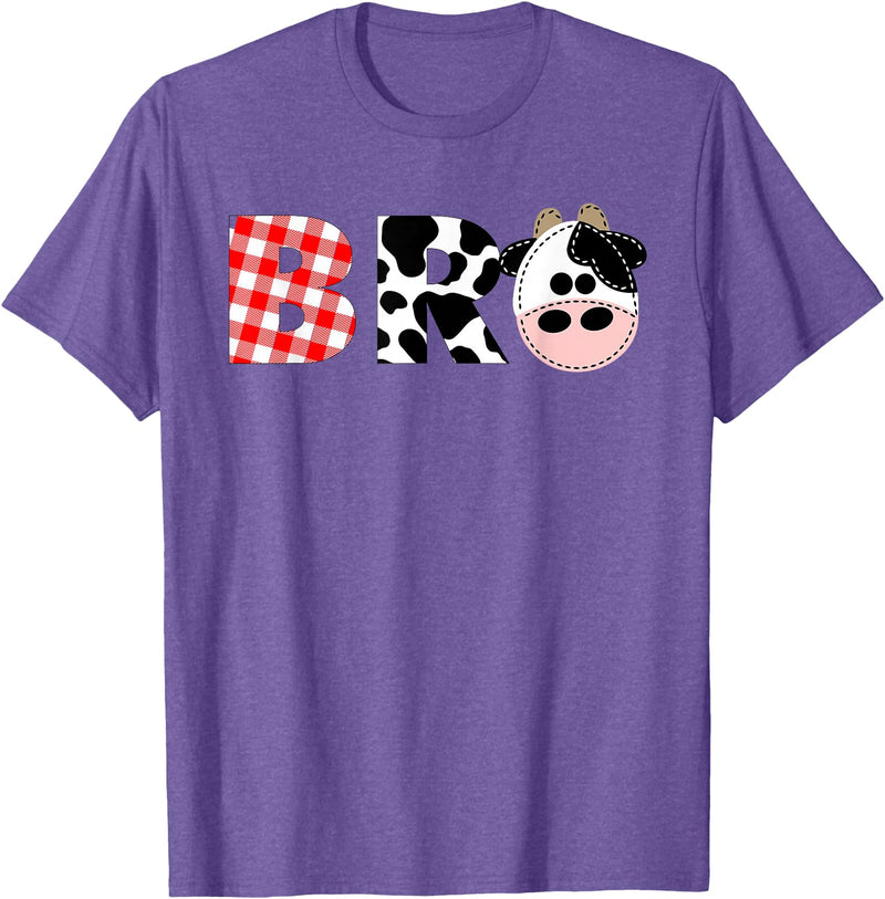 Funny Cow Mom And Dad Birthday Family Tees Brother of The Birthday for Boy Cow Farm Birthday Cow Bro T-Shirt - Purple Heather