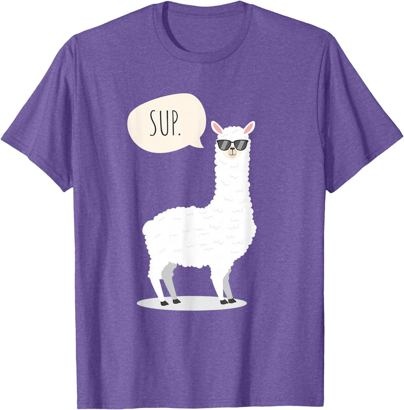 Funny & Cute Llama Gifts by OMG Sup No Drama Llama Alpaca T-Shirt - Purple Heather