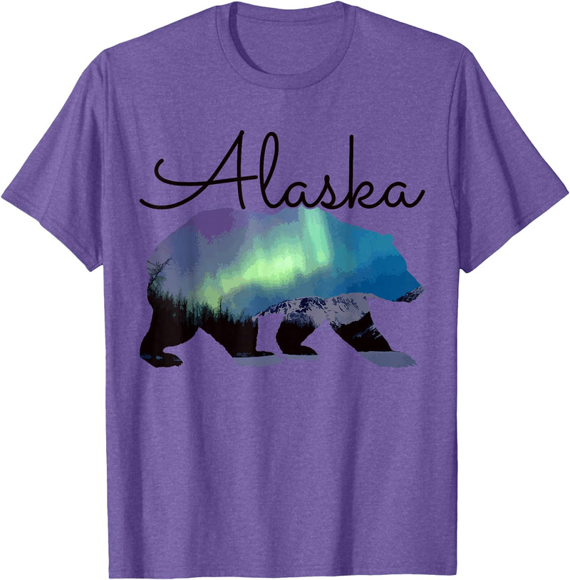We Love Alaska Alaska Grizzly Bear USA Souvenir T-Shirt - Purple Heather