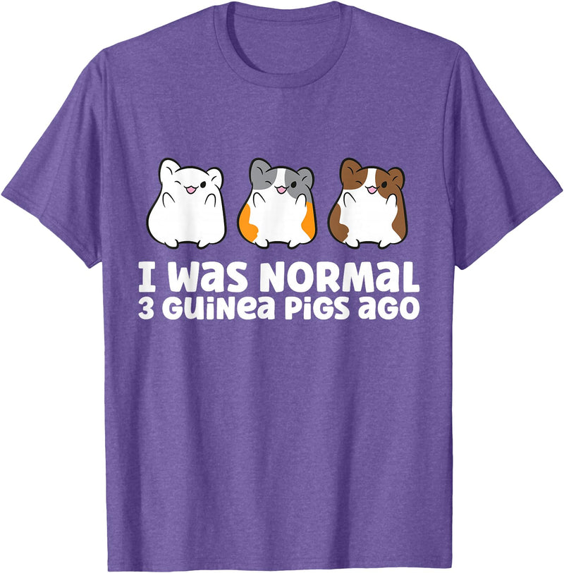Guinea Pig Tees And Gifts For Guinea Pig Owners Guinea Pig Owner I Was Normal 3 Guinea Pigs Ago T-Shirt - Purple Heather