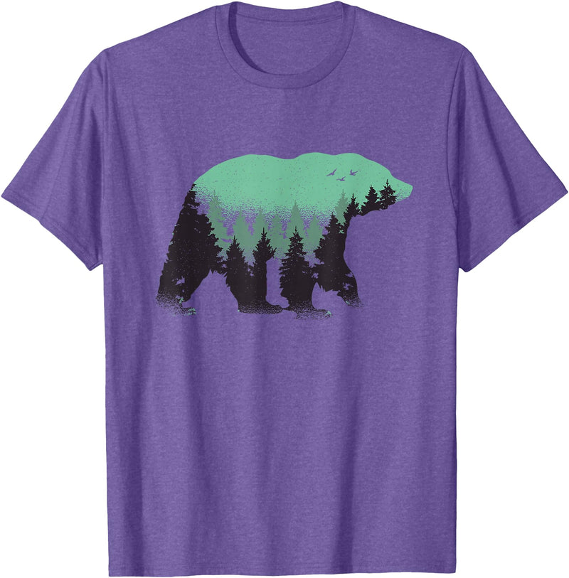 Grizzly Bear - Outdoor Apparel Bear Forest Nature Grizzly Hiking Outdoor Hunting Gift T-Shirt - Purple Heather