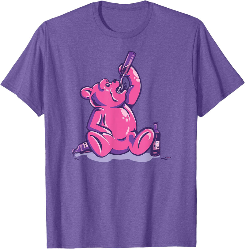 Drunk Gummy Bear - Funny Drinking Illustration Humor Alcohol T-Shirt - Purple Heather