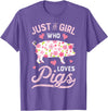 Piggy Squad Co Pig Just a Girl Who Loves Pigs Women Farmer Farm Flower T-Shirt Small - Purple Heather