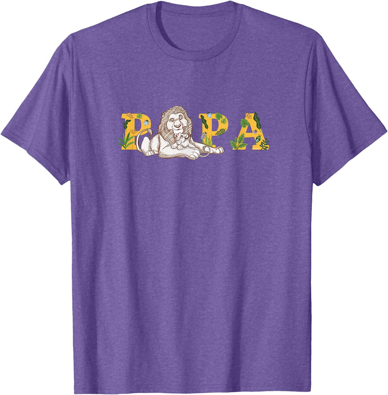 Disney The Lion King Papa Father's Day Mufasa & Simba Sketch T-Shirt - Purple Heather