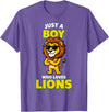 Lion King of the Jungle Safari Wildlife Zoo Gifts Cool Lion in Sunglasses Just A Boy Who Loves Lions T-Shirt - Purple Heather