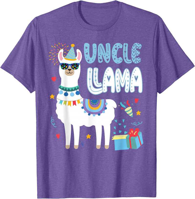 Family Matching Llama Birthday Party Supplies Uncle Llama Uncle Of The Birthday Boy Girl Llama Birthday T-Shirt - Purple Heather