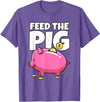 Take Saving Seriously Feed The Pig Piggy Bank T-Shirt - Purple Heather