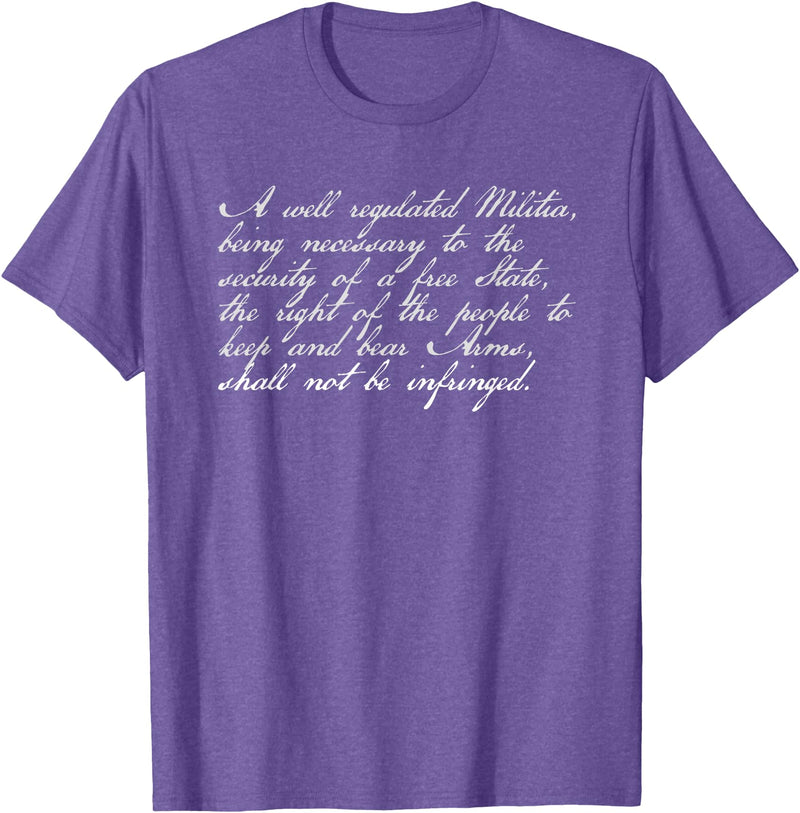 Constitutional Rights Gifts Second Amendment Right to Bear Arms Shall Not Be Infringed T-Shirt - Purple Heather