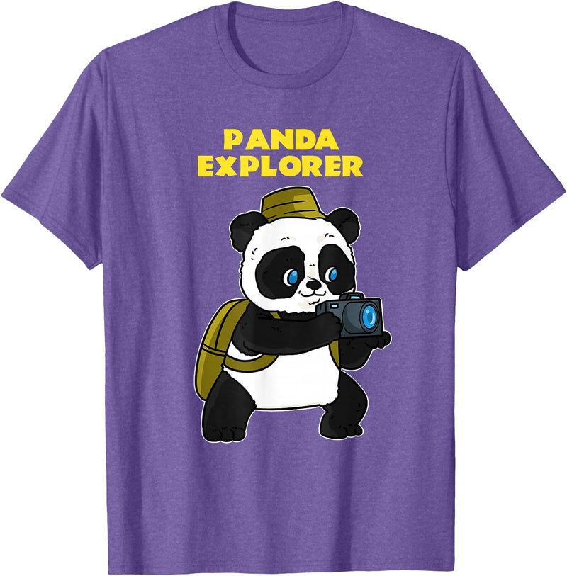 Panda Bear Lovers Clothing Panda Explorer T-Shirt - Purple Heather