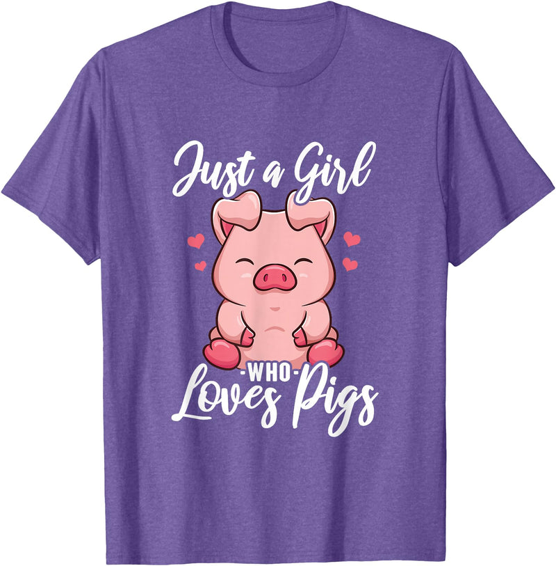 Just A Girl Who Loves Pigs. T-Shirt - Purple Heather