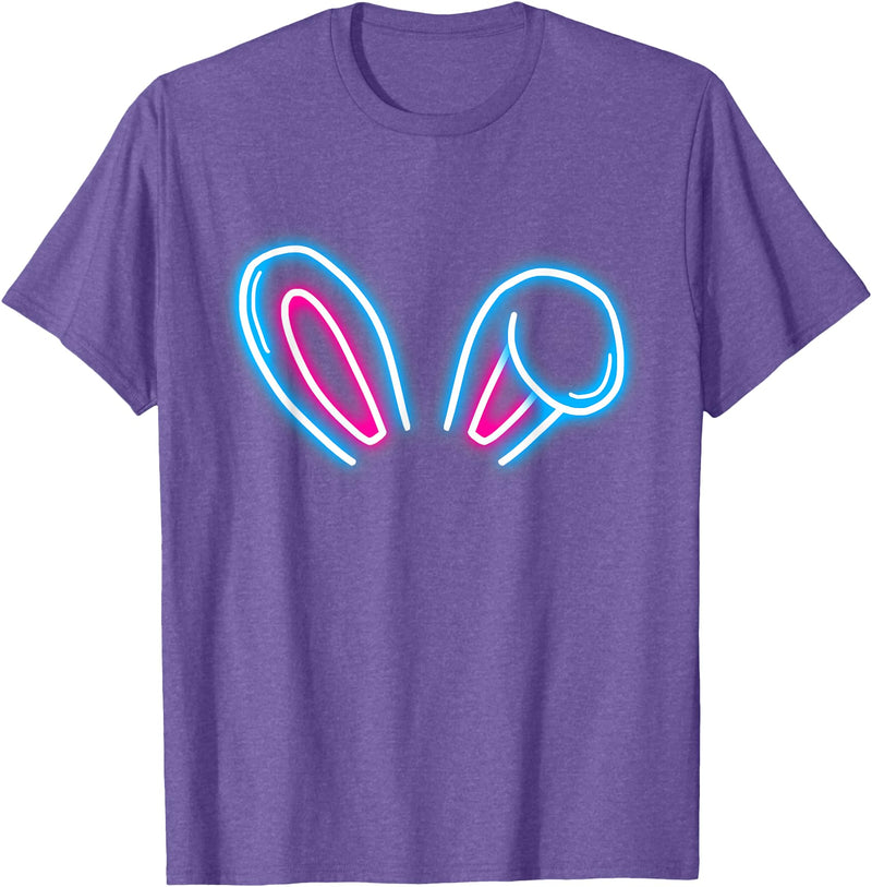 Blue Magenta Bunny Ears Cute Rabbit Pet Rabbit Lover Gift T-Shirt in Purple Heather