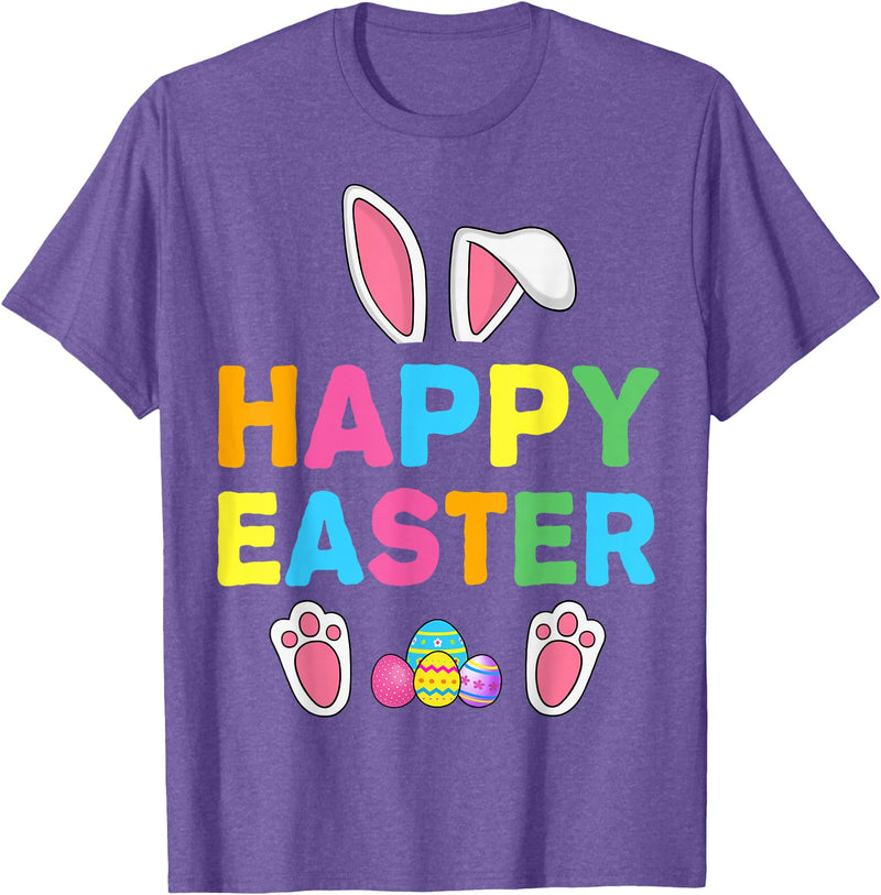 Happy Easter Bunny Rabbit Face Funny Easter Day Women Girls T-Shirt in Purple Heather