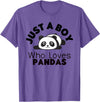 Panda Lover Designs Just A Boy Who Loves Pandas Cute Panda Bear T-Shirt - Purple Heather