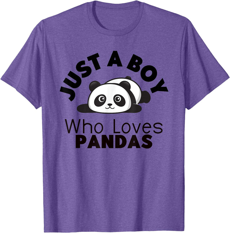 Panda Lover Designs Just A Boy Who Loves Pandas Cute Panda Bear T-Shirt - Purple Heather