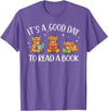 Cute Highland Cow Reading Book Lover It's A Good Day to Read A Book Highland Cow Bookworm T-Shirt - Purple Heather