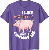 Funny Meat Eater Shirts & BBQ Lover Gifts I Like Pig Butts and I Cannot Lie Shirt BBQ Grilling Pork T-Shirt - Purple Heather