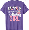 Cow Birthday Shirt For Family Men Women Cow Lover Sister Of The Birthday Girl Farm Cow 1 St Birthday Girl T-Shirt - Purple