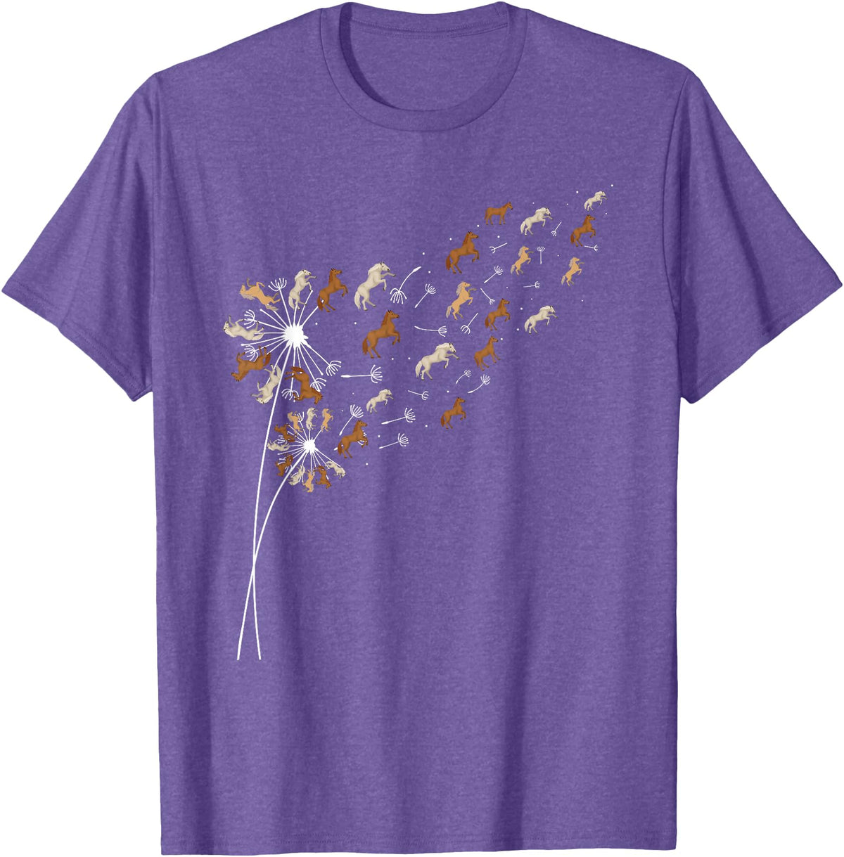 Funny Horse Shirts Dandelion Horses - Horse Lovers Rider T-Shirt - Purple Heather