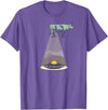 Funny Alien Abduction Cow UFO T-Shirt - Purple Heather