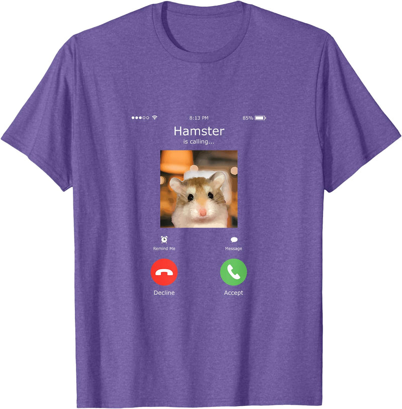 Hamster Calls Funny Phone for Hamster Owners, Animal Lovers T-Shirt - Purple Heather