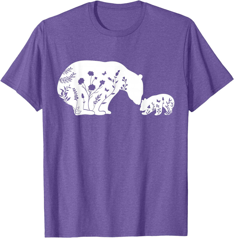 Funny Mama Bear Family Matching Gifts Clothing DJ Mama Bear T-Shirt - Purple Heather