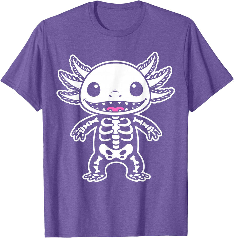 Magical and Funny Halloween Gifts Axolotl Skeleton Halloween T-Shirt - Purple Heather