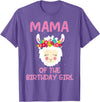 Llama Matching Birthday Party Theme Supplies Mama Of The Birthday Girl Llama First 1st Birthday Girl T-Shirt - Purple Heather