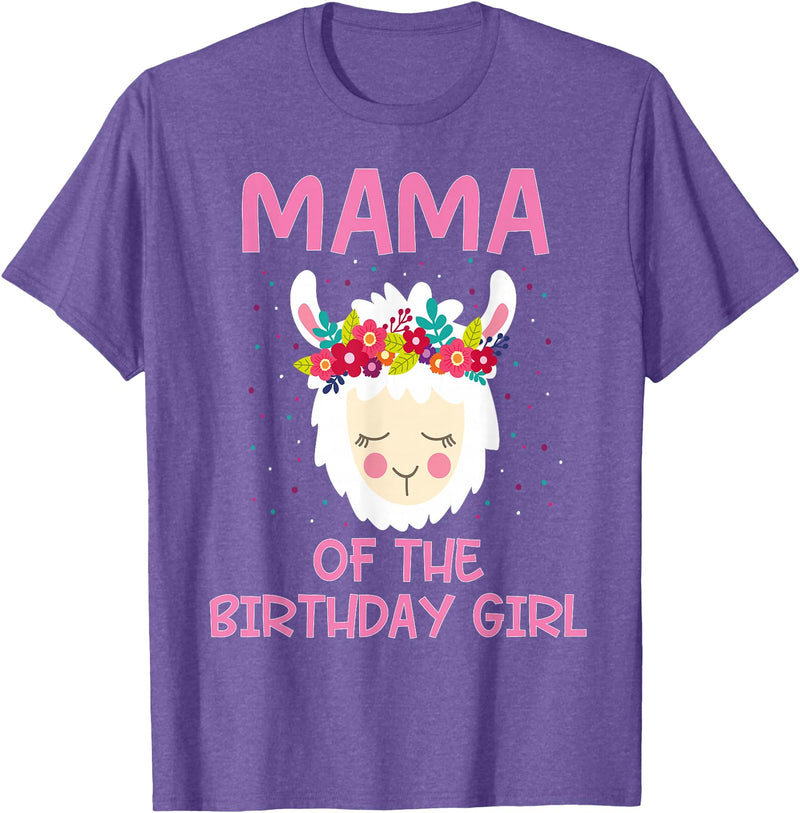 Llama Matching Birthday Party Theme Supplies Mama Of The Birthday Girl Llama First 1st Birthday Girl T-Shirt - Purple Heather