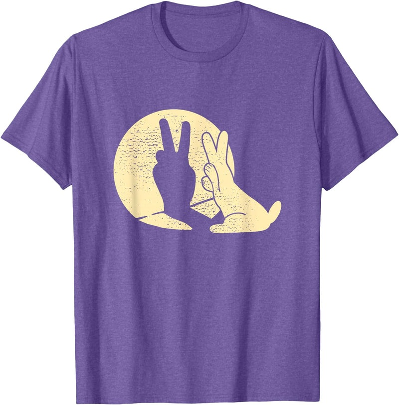 Rabbit Shadow Peace Sign T-Shirt in Purple Heather