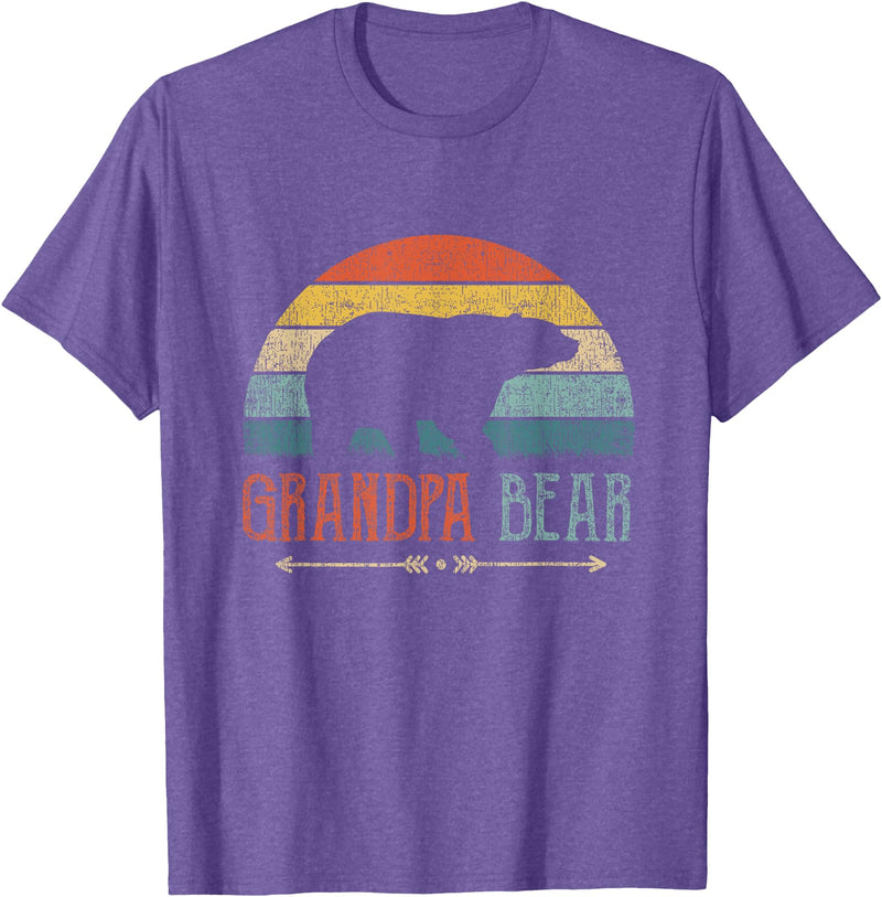 Cute Bear Family Matching Shirts & Gifts Grandpa Bear Vintage Retro Granddad Outfit Grandfather T-Shirt - Purple Heather