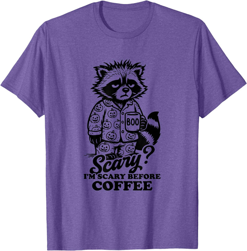 I'm scary before coffee raccoon halloween apparel I'm Scary Before Coffee T-Shirt - Purple Heather