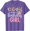 Cow Birthday Shirt For Family Men Women Cow Lover Grandpa Of The Birthday Girl Farm Cow 1 St Birthday Girl T-Shirt - Purple