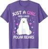 Funny Polar Bear Lover Apparel & Gift Ideas Just A Girl Who Loves Polar Bears Girls Polar Bear Gift T-Shirt - Purple Heather