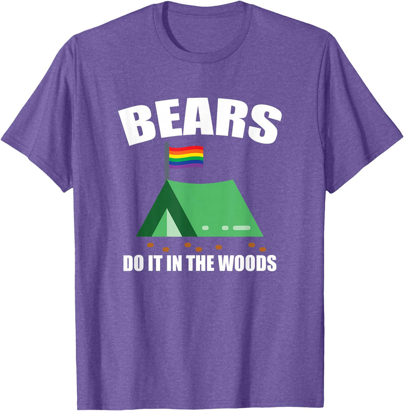 Gay Camping Bears LGBT Funny Gay Camping LGBT Pride Bears T-Shirt - Purple Heather