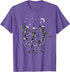 Skeleton Dancing Under The Moon Funny Happy Halloween T-Shirt - Purple Heather