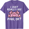 Pig Lover Shirts For Men Women Kids Just Really Like Pigs Cute Hog Farm Animal Kids Women Men T-Shirt - Purple Heather