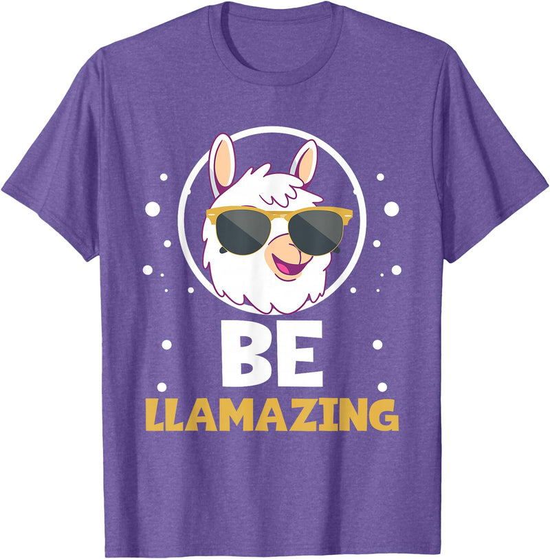 LLama Squad Shirts and Gifts Cute Amazing Llama Pun Be Llamazing Llama Lover T-Shirt - Purple Heather