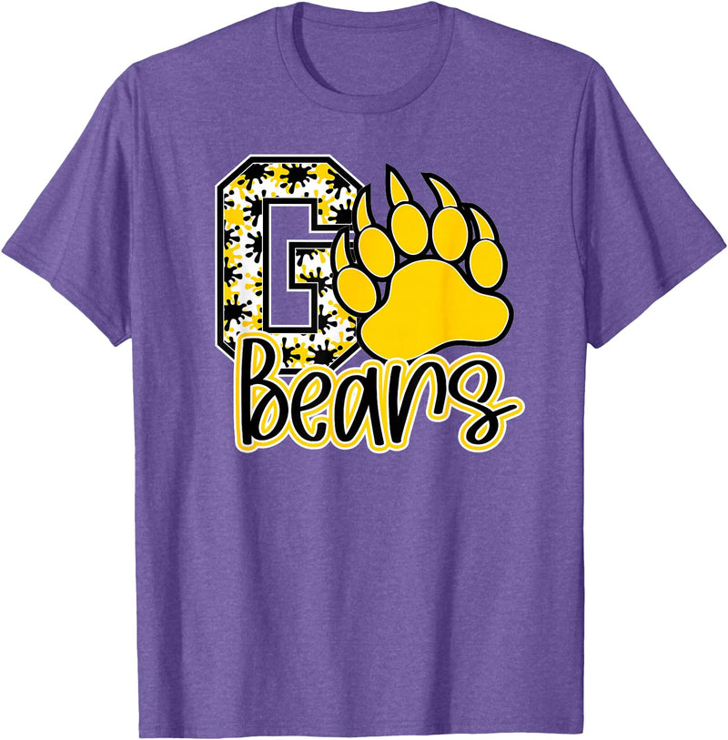 BEARS SPIRIT TEES CO School Spirit Go Bears Mascot Womens Youth Girls Kids T-Shirt - Purple Heather