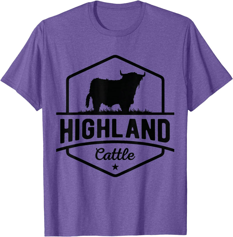 Farm Highland Cow Men Cattle Clothing Agriculture Scottish Highland Cow for Cattle Farmers T-Shirt - Purple Heather