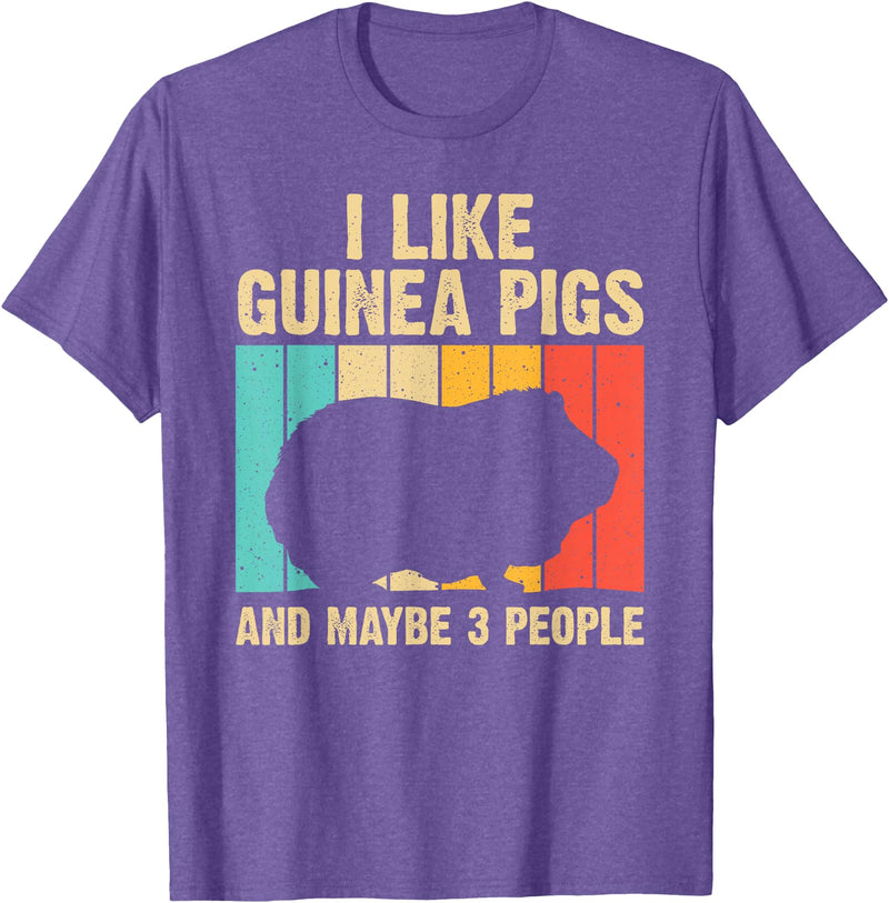 Cool Vintage Guinea Pig Gift Domestic Cavy Animal Funny Guinea Pig Design For Men Women Kids Guinea Pig Lovers T-Shirt - Purple Heather