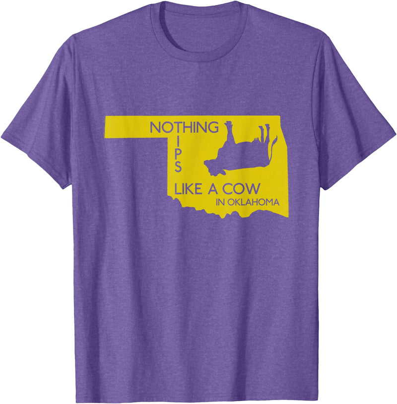 Funny Farm Nothing tips like a cow in Oklahoma state T-Shirt - Purple Heather