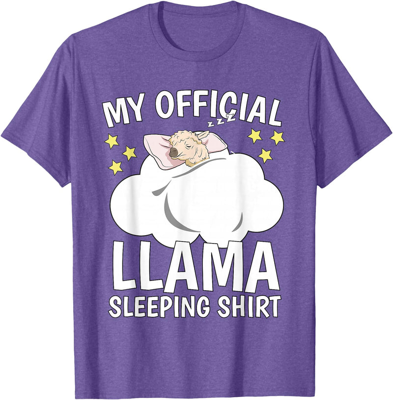 Llama Sleeping Wear Kids, Women & Men Official Sleeping Shirt Sleep Shirt Pajama Naps PJ Llama T-Shirt - Purple Heather